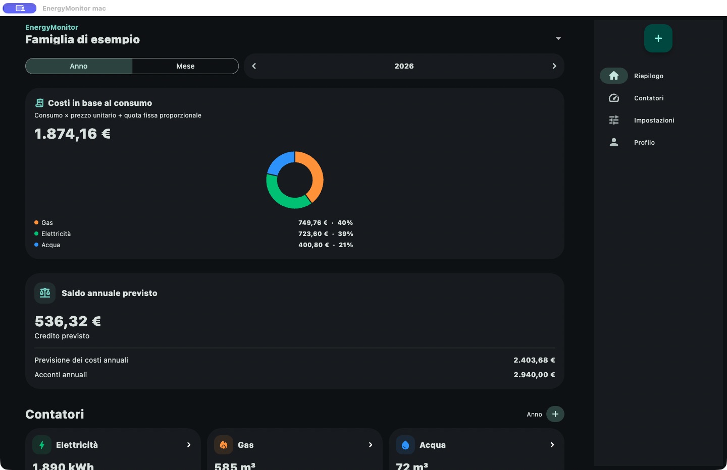 EnergyMonitor · Mac · App Mac nativa